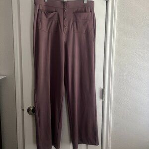 High Waisted Button Multiple Pockets Straight Leg Casual Pants